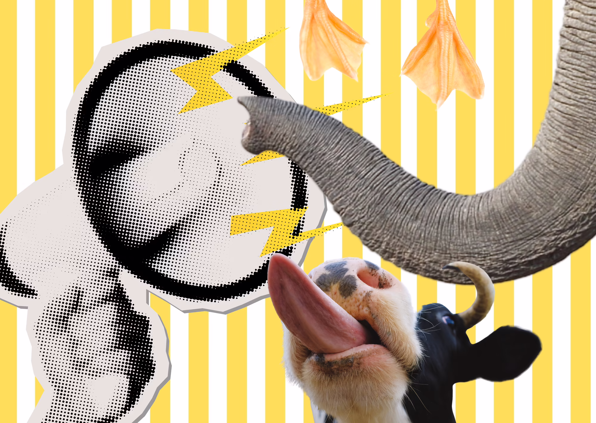 Megaphone auf gestreiftem Hintergrund